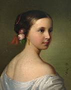 Portrait of a young woman with roses in her hair Friedrich Krepp
